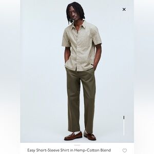 Madewell Easy Short-Sleeve Shirt in Hemp-Cotton Blend Size L